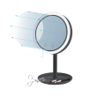 ISSAGE - MIR.LED.SUN.FUN - Swivel mirror with LED light and integrated air diffuser<h2>Designed to facilitate the application and drying of makeup, so you don't miss any detail</h2>
<div style=margin-left:30px;>
<ul>
<li type=disc>180 degree adjustable rotation</li>
<li type=disc>Touch fan control</li>
<li type=disc>Touch control of the light with a single ON/OFF button</li>
<li type=disc>Includes 17.
 5 cm storage tray to store utensils</li>
<li type=disc>Non-slip base</li>
<li type=disc>Dimensions: 33.
 5 centimeters in height and 16.
 5 centimeters in diameter</li>
<li type=disc>Requires 4 AA batteries (not included)</li>
<li type=disc>Portable, compact and easy to store</li>
</ul>
</div>

Makeup mirror with integrated air diffuser for quick drying after makeup and Sun Nature LED Light technology that distributes light evenly, mimicking natural light.


It provides white and natural LED light in a circular shape to see your face the same as outside.