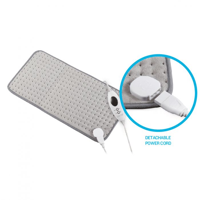 ISSAGE - RELI-PAD II - Almohadilla térmica eléctrica con 6 niveles de temperatura<h2>Perfecta para tratar el dolor de los músculos de la espalda, hombros, abdomen, glúteos, piernas y brazos</h2>

<div style=margin-left:30px;>
<ul>
<li type=disc>Calentamiento rápido con el sistema RAPID HEATING de ISSAGE</li>
<li type=disc>Función de desconexión automática después de 90 minutos</li>
<li type=disc>Extra grande: 60x30 centímetros</li>
<li type=disc>Funciona conectado a la red eléctrica con un cable largo de 2.
 3 metros con controlador</li>
<li type=disc>Fabricada con fibras de felpa suave para una mayor comodidad</li>
<li type=disc>Cable de alimentación desmontable</li>
<li type=disc>6 niveles de temperatura para personalizar tu tratamiento</li>
<li type=disc>Temperatura máxima: 50º</li>
<li type=disc>Lavable a 30º</li>
<li type=disc>Fácil y segura de usar</li>
<li type=disc><a href=/es/catalogsearch/result/?q=reli target=_self>Disponible en otras medidas</a></li>
</ul>
</div>

RELI-PAD II aplica un calor constante, que <b>no daña la piel</b> y te ofrece una gran efectividad reduciendo o <b>eliminando el dolor</b> y consiguiendo bienestar en todo el cuerpo.