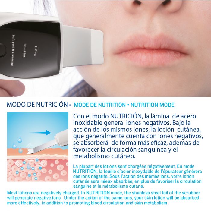 ISSAGE - SKINPURE PLUS - Limpiador depurador facial ultrasónico<h2>¡Un dispositivo 3 en 1 para todos los problemas de la piel!</h2>


<div style = margin-left: 30px;>
<ul>
<li type = disc>Cuerpo resistente al agua con grado IPX7 y cabezal resistente a salpicaduras con grado IPX4</li>
<li type = disc>Fabricado con ABS y acero inoxidable de alta calidad</li>
<li type = disc>Ondas sónicas de alta frecuencia (30.
 000 Hz) que alisan la piel</li>
<li type = disc>Control táctil</li>
<li type = disc>Ionico In(-) Sistema Ultrasonic ION Vibration de Issage</li>
<li type = disc>Luz LED indicadora de modo de tratamiento</li>
<li type = disc>3 niveles de intensidad para personalizar tu tratamiento</li>
<li type = disc>Batería de gran capacidad con 70 minutos de autonomía</li>
<li type = disc>Nuevo diseño de soporte de carga inalámbrico y magnético</li>
<li type = disc>Cable de carga USB incluido</li>
<li type = disc>Diseño ergonómico</li>
</ul>
</div>


<b>BENEFICIOS</b>
Máxima limpieza de impurezas y reducción de puntos negros.

Nutre la piel y mejora la circulación sanguínea para un rostro más iluminado.

Reduce las líneas finas y mejora el edema facial.

Efecto lifting, reduce arrugas gracias a microcorrientes EMS que restauran la elasticidad de la piel.

Mejora la capacidad de la piel para absorber los tratamientos cosméticos después de la exfoliación.