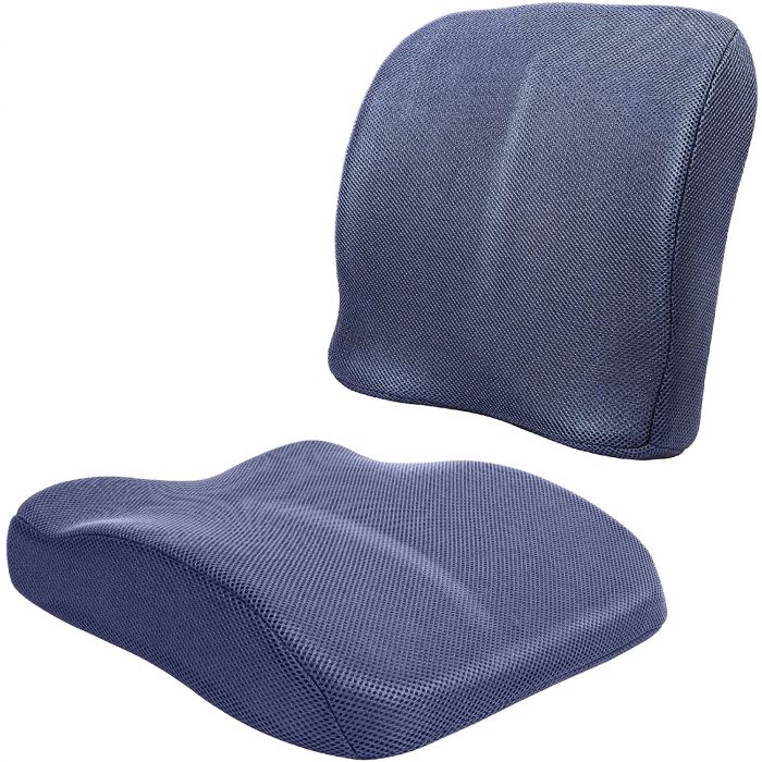 ISSAGE - FORY DUO BLUE - Asiento y respaldo ortopédico de memory foam<h2>Acaba con el dolor lumbar con el máximo confort y la máxima comodidad</h2>
<div style=margin-left: 30px;>
<ul>
<li type=disc>Diseño ergonómico</li>
<li type=disc>Cojín con funda extraíble fabricada en polyester 100%</li>
<li type=disc>Correa ajustable para adaptarse a la mayoría de los asientos</li>
<li type=disc>Soporte lumbar de apoyo medio y bajo de espalda</li>
<li type=disc>Ayuda a mejorar la circulación</li>
<li type=disc>Mejora la postura del cuerpo</li>
<li type=disc><a href=/es/catalogsearch/result/?q=fory target=_self>Disponible en varios colores</a></li>
</ul>
</div>
2 en 1.
 Cojín de asiento y cojín de respaldo lumbar con Memory Foam que mantiene su forma y se adapta a tu cuerpo.
  Este soporte lumbar con memoria ayuda a mejorar la circulación y mejora la postura del cuerpo aliviando dolores lumbares.
 Cómodo asiento y respaldo ergonómico con memory foam fabricado con espuma de poliuretano con memoria de alta calidad que aporta máximo confort y previene el dolor lumbar derivado de las posturas incorrectas durante largas horas en la oficina.