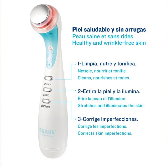 ISSAGE - DERMASONIC WAND - Dispositivo de luz pulsada 3 en 1<h2>Tratamiento 3 en 1 para una piel saludable y sin arrugas</h2>

<div style=margin-left:30px;>
<ul>
<li type=disc>Sistema de luz pulsada</li>
<li type=disc>Versátil: para cara y cuerpo</li>
<li type=disc>Triple tecnología: iónica, ultrasónica y fotónica</li>
<li type=disc>Resultados visibles en pocas semanas</li>
<li type=disc>Fácil de usar y saludable</li>
</ul>
</div>

Los años no perdonan a nadie y el paso del tiempo se hace notar, sobretodo, en nuestra piel: se marchita, se arruga y se reseca.
 Con Dermasonic Wand podrás detener ese proceso y lucir una piel saludable, tersa y sin arrugas.
 ¿Quieres saber cómo? Sigue leyendo.



Descarga las instrucciones de Dermasonic Wand <a href=/pub/media/pdf/Dermasonic_Wand.
 pdf target=_blank>aquí</a>