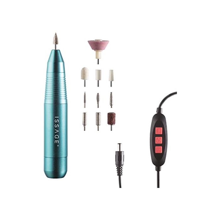 ISSAGE - MANICUR P11 - Kit de manicura y pedicura de alta precisión<h2>Set de manicura y pedicura para un resultado profesional en tu propia casa.

</h2>

<div style = margin-left: 30px;>
<ul>
<li type = disc>Incluye 11 cabezales intercambiables</li>
<li type = disc>Masaje personalizado con 5 velocidades</li>
<li type = disc>Rotación de alta velocidad</li>
<li type = disc>Cable USB incluido</li>
<li type = disc>Diseño compacto, ligero y ergonómico ideal para viajar</li>

</ul>
</div>


Consigue unas uñas con resultados profesionales con este set de manicura y pedicura para uñas naturales y artificiales.
.
 Su forma de lápiz en el mango ofrece un agarre cómodo y firme.