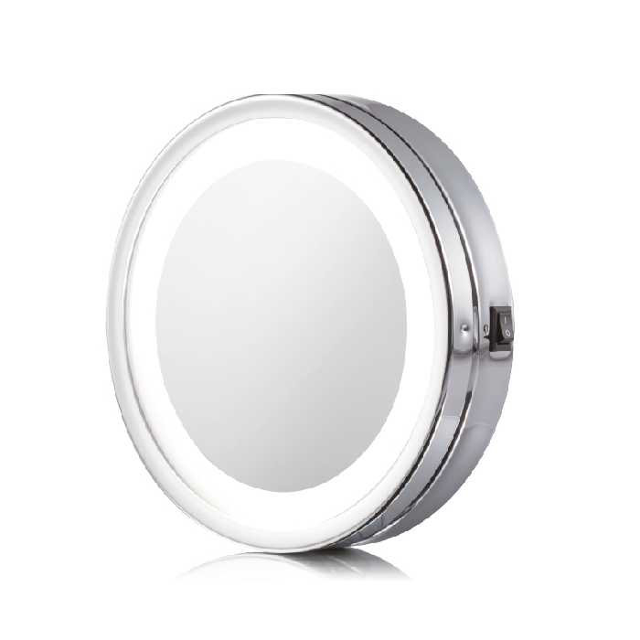 ISSAGE - MIR.LED.SUN.3 - Magnifying mirror x3 with LED daylight and suction cups<h2>Soft white light that highlights every detail of the face to apply makeup</h2>

<div style=margin-left:30px;>
<ul>
<li type=disc>3x Magnifier</li>
<li type=disc>Extremely strong built-in suction cup system</li>
<li type=disc>Simple and elegant design</li>
<li type=disc>Dimensions: 18 centimeters in diameter</li>
<li type=disc>Requires 4 AA batteries not included</li>
<li type=disc><a href=/eng/catalogsearch/result/?q=MIR.
 LED.
 SUN.
 target=_self>Available with other magnifications</a></li>
</ul>
</div>


Thanks to its flat and circular shape, the natural white LED light is evenly distributed imitating natural light, helping to achieve high definition and professional makeup.
