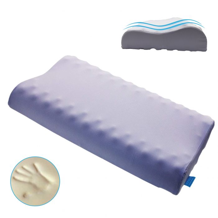 ISSAGE - ERGOBUBBLE - Memory foam travel neck pillow<h2>Cervical cushion with viscoelastic memory foam that adapts to your neck</h2>

<div style=margin-left:30px;>
<ul>
<li type=disc>Bubble system for a firm and ventilated support</li>
<li type=disc>Ideal pillow for your trips and rest</li>
<li type=disc>Inner foam that adapts to the contour of the neck</li>
<li type=disc>Size 48x29x5 centimeters and with removable and washable cover</li>
<li type=disc>Comfortable curvature for a deep rest, without straining the muscles</li>
<li type=disc><a href=/eng/catalogsearch/result/?q=ERGOBUBBLE target=_self>Available in various colors</a></li>
</ul>
</div>


Issage's travel pillow is designed to offer you well-being when sleeping and maximum comfort on your getaways or trips.
 Sleep comfortably thanks to its memory foam.


We spend a third of our lives sleeping.
.
.
 so take care of your body and sleep in a correct position thanks to the cervical pillow with memory FOAM and bubble system.