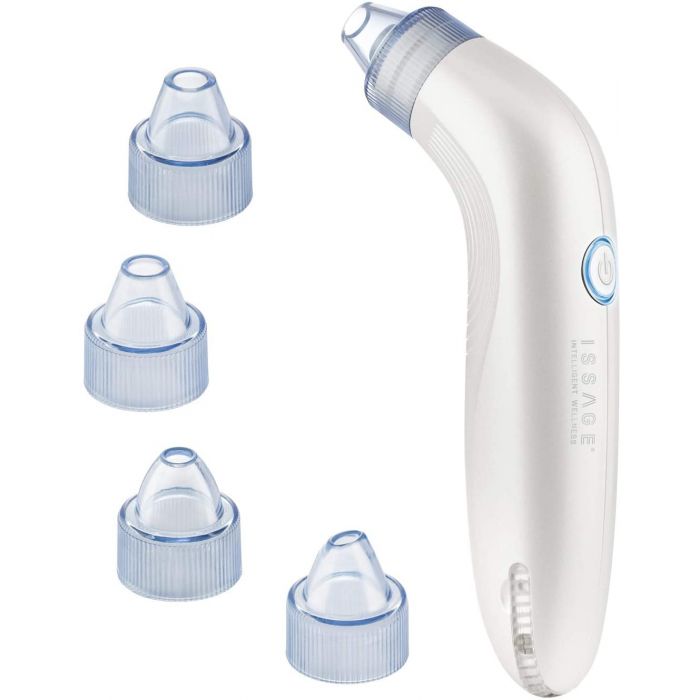 ISSAGE - SCHONER - Facial pore cleanser<h2>Cleans pores and firms skin easily with Issage's PORE SUCTION SYSTEM technology</h2>

<div style=margin-left:30px;>
<ul>
<li type=disc>Includes 4 interchangeable heads</li>
<li type=disc>3 speeds for gentle and deep cleaning</li>
<li type=disc>Ergonomic, compact and portable design for use at home or on the go</li>
<li type=disc>Built-in rechargeable lithium battery</li>
<li type=disc>USB charging</li>
</li>
</ul>
</div>


Powerful electronic blackhead and pimple extractor, suction and cleaner.

Effectively removes dead skin cells, impurities and clogged pores.

Blackhead, grease and acne extractor, it can also increase blood circulation and skin elasticity, exfoliate dead skin, diminish wrinkles, shrink pores, smooth fine lines and make skin more radiant.