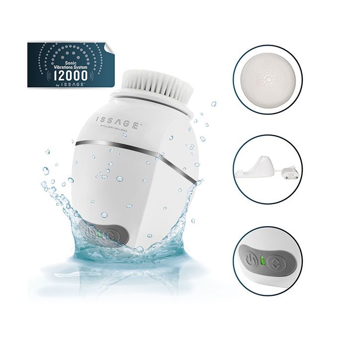 ISSAGE - VIAD - Netejador facial amb vibracions sòniques<h2>Neteja profunda 7 vegades més eficaç que la neteja manual</h2>

<div style=margin-left:30px;>
<ul>
<li type=disc>12.
 000 revolucions per minut</li>
<li type=disc>El paquet inclou 2 raspalls intercanviables.
 Un de silicona i un altre ultra suau</li>
<li type=disc>2 velocitats de neteja, suau i profunda, per a un tractament personalitzat</li>
<li type=disc>Neteja, exfolia i tonifica la pell</li>
<li type=disc>Es pot utilitzar sota la dutxa (nivell de resistència a l'aigua IPX6)</li>
<li type=disc>Adequat per a tots els tipus de pell</li>
<li type=disc>Bateria de liti recarregable incorporada</li>
<li type=disc>Base de càrrega USB d'inducció sense fils inclosa</li>
<li type=disc>Adaptador AC/DC inclòs</li>
<li type=disc>Portàtil i recarregable.
 Ideal per viatjar</li>
<li type=disc>Dimensions: 9,5x7,5 centímetres aproximadament</li>
</ul>
</div>


Netejador facial amb sistema de vibracions sòniques que permet que la pell absorbeixi millor els productes cosmètics i tractaments de bellesa per a la cura facial.


Redueix visiblement l'aparença dels porus, augmenta el flux sanguini i ajuda a augmentar el nivell de col·lagen.


Pell més neta i sana i amb una aparença més lluminosa.