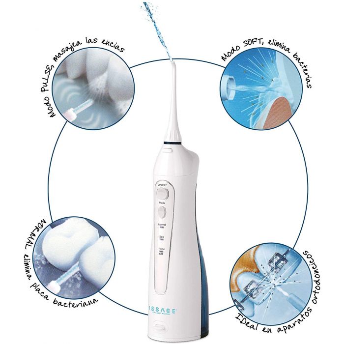 ISSAGE - ORAL JET-3 - Irrigador dental de triple funció<h2>Més efectiu que el fil dental tradicional per a l'eliminació de placa</h2>
<div style=margin-left:30px;>
<ul>
<li type=disc>3 funcions diferents</li>
<li type=disc>Fàcil de fer servir al voltant de ponts dentals i aparells d'ortodòncia</li>
<li type=disc>Millora la salut de les genives i redueix la gingivitis</li>
<li type=disc>Temporitzador automàtic de 2 minuts</li>
<li type=disc>Dipòsit d'aigua de 150 mil·lilitres</li>
<li type=disc>Disseny desmuntable per omplir fàcilment d'aigua</li>
<li type=disc>Flux d'aigua ultra fi de 0,6 mm</li>
<li type=disc>Disseny sense fil i silenciós</li>
<li type=disc>Carregador de bateria i un recanvi inclòs</li>
<li type=disc>Capçal extraïble fàcil de rentar</li>
<li type=disc>Mida: 28 centímetres aproximadament</li>
</ul>
</div>


La potència de l'aigua a pressió de la tecnologia Power Jet d'Issage elimina fins a un 99,9% de placa.