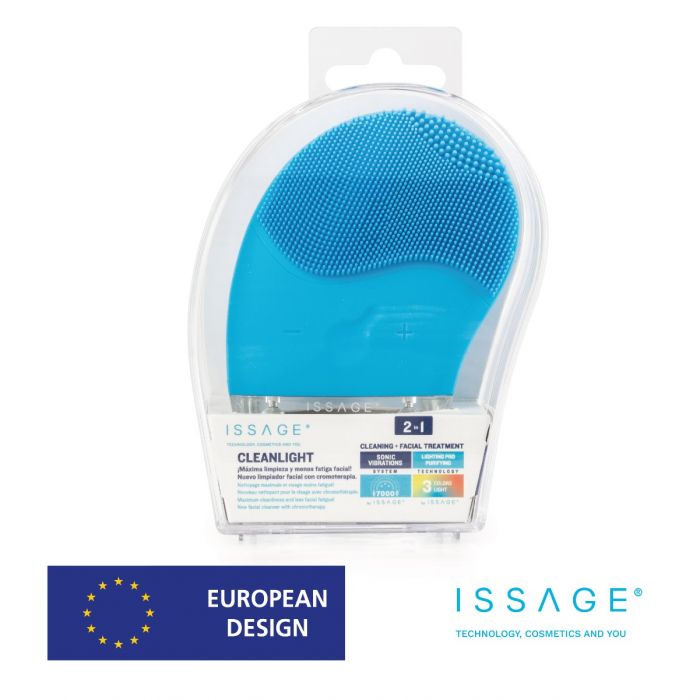 ISSAGE - CLEANLIGHT - Nettoyant visage électrique à pulsations ultrasoniques bleu<h2>Illuminez votre visage</h2>
<div style=margin-left:30px;>
<ul>
<li type=disc>Traitement lumineux tricolore</li>
<li type=disc>Technologie de vibration ultrasonique à 7 000 tr/min</li>
<li type=disc>Trois zones de nettoyage pour s'adapter à chaque type de visage et atteindre les zones compliquées</li>
<li type=disc>Nettoie les pores, une peau plus lisse et plus lumineuse, prévient l'apparition des rides</li>
<li type=disc>Augmente le niveau de collagène</li>
<li type=disc>Fabriqué avec des filaments 100 % de silicone</li>
<li type=disc>Étanche pour une utilisation dans le bain ou la douche (indice de résistance à l'eau IPX7)</li>
<li type=disc>Batterie rechargeable 250 mAh</li>
<li type=disc>Chargement rapide de la batterie en seulement 2 heures</li>
<li type=disc>Comprend un câble de charge USB</li>
<li type=disc>Compact et portable et léger pour le voyage</li>
<li type=disc><a href=/fr/catalogsearch/result/?q=cleanlight target=_self>Disponible en plusieurs couleurs</a></li>
</ul>
</div>
Vous seriez surpris de tous les avantages que vous pourriez obtenir en utilisant le nettoyant pour le visage Issage Cleanlight.
 Et tout cela grâce à sa sensationnelle technologie de traitement de la lumière ; le soin léger de la peau qui révolutionne le monde de la beauté.