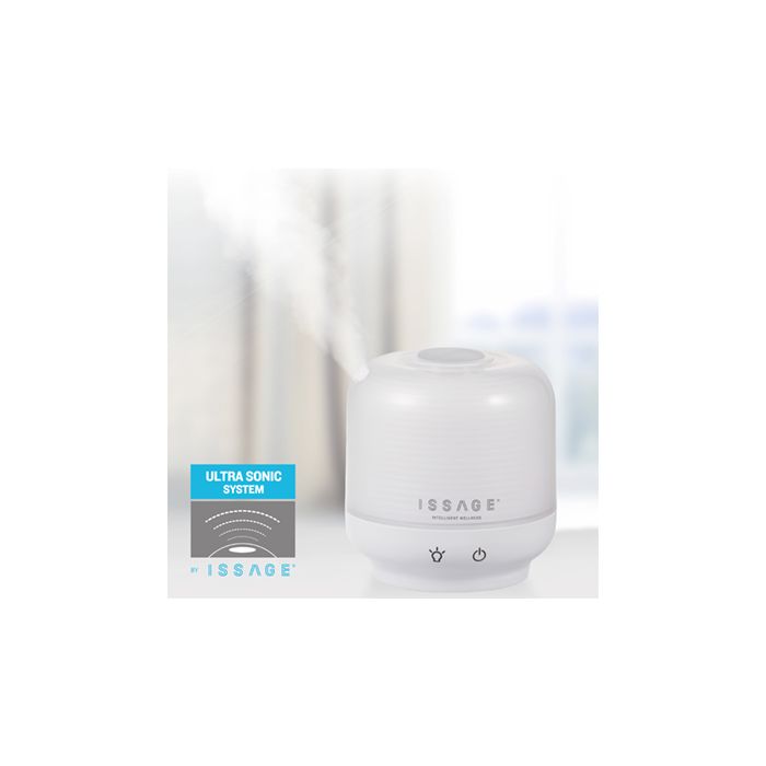 ISSAGE - DAFUN - Diffuseur d'arômes, purificateur, humidificateur et assainisseur d'air<h2>Augmentez l'humidité et remplissez votre maison de l'arôme que vous aimez le plus</h2>

<div style=margin-left:30px;>
<ul>
<li type=disc>Éclairage LED avec 7 couleurs différentes</li>
<li type=disc>Commande tactile intelligente</li>
<li type=disc>Alarme lorsque le niveau d'eau est bas</li>
<li type=disc>Compteur d'eau inclus</li>
<li type=disc>Adaptateur secteur inclus</li>
<li type=disc>Comprend deux adaptateurs pour mettre la bouteille</li>
<li type=disc>Ultrasonique et silencieux avec le système ULTRA SONIC d'Issage</li>
<li type=disc>Dimensions : environ 10 x 11 centimètres</li>
</ul>
</div>

Améliorez la qualité de l'air de votre maison avec cet humidificateur d'arôme et profitez de la combinaison de 7 couleurs qui facilitent la détente et contribuent au bien-être.


Si vous le souhaitez, vous pouvez sélectionner une couleur spécifique ou éteindre la lumière.


Une bouteille peut être placée sur le dessus et vous pouvez profiter jusqu'à 6 heures de ses bienfaits.
