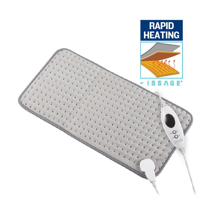 ISSAGE - RELI-PAD II - Electric heating pad with 6 temperature levels<h2>Perfect for treating pain in the muscles of the back, shoulders, abdomen, buttocks, legs and arms</h2>

<div style=margin-left:30px;>
<ul>
<li type=disc>Rapid heating with the ISSAGE RAPID HEATING system</li>
<li type=disc>Auto power off function after 90 minutes</li>
<li type=disc>Extra large: 60x30 centimeters</li>
<li type=disc>Works connected to the electrical network with a long cable of 2.
 3 meters with controller</li>
<li type=disc>Made with soft fleece fibers for superior comfort</li>
<li type=disc>Detachable power cord</li>
<li type=disc>6 temperature levels to customize your treatment</li>
<li type=disc>Maximum temperature: 50º</li>
<li type=disc>Washable at 30º</li>
<li type=disc>Easy and safe to use</li>
<li type=disc><a href=/eng/catalogsearch/result/?q=reli target=_self>Available in other sizes</a></li>
</ul>
</div>

RELI-PAD II applies constant heat, which <b>does not damage the skin</b> and offers you great effectiveness in reducing or <b>eliminating pain</b> and achieving well-being throughout the body.