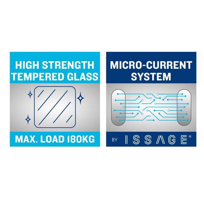 ISSAGE - SMART-MASS - Balance de précision de diagnostic corporel<h2>Bien plus qu'un pèse-personne : rapport corporel complet</h2>

<div style=margin-left:30px;>
<ul>
<li type=disc>Un diagnostic corporel complet à travers 18 mesures</li>
<li type=disc>Analyse : poids, graisse, muscle, nutriments, métabolisme, eau, etc.
</li>
<li type=disc>Avec l'application AIFit vous contrôlerez toutes les données</li>
<li type=disc>Échelle large et confortable avec verre trempé résistant</li>
<li type=disc>Avec 4 capteurs de précision</li>
<li type=disc>Dimensions : 30x30 centimètres</li>
</ul>
</div>


Le pèse-personne de haute précision d'Issage est conçu pour que vous puissiez analyser jusqu'à 18 paramètres essentiels pour contrôler votre santé.