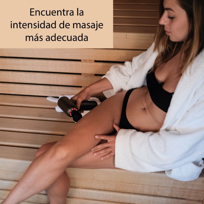 ISSAGE - MASSAGUN - 9 Speed ​​Battery Operated Percussion Muscle Massage Gun<h2>After intense exercise relieves pain and improves exercise performance</h2>
 <div style = margin-left: 30px;>
<ul>
<li type = disc>9 adjustable speeds to customize the massage</li>
<li type = disc>Deep and powerful muscle massage of up to 4000 percussions per minute.
 Continuous massage and intermittent massage</li>
<li type = disc>LED display with speed, mode and time</li>
<li type = disc>Auto power off after 15 minutes</li>
<li type = disc>Powerful high-capacity rechargeable lithium battery (1800mAh) with a duration of 3 hours</li>
<li type = disc>6 interchangeable headsHeat sink that prevents the motor from overheating</li>
<li type = disc>Silent thanks to ISSAGE's FREQUENCY CONVERSION VIBRATION system</li>
<li type = disc>Lightweight and portable, elegant and ergonomic design.
 To use with 1 hand</li>
<li type = disc>Steel/Silver Color</li>
</ul>
</div>

Enjoy a relaxing massage with this <b>powerful 6-in-1 multifunctional handheld massage gun</b>.
 Combine the <b>6 heads</b> and choose the most suitable for each part of the body.
 Ideal <b>for shoulders, neck, chest, back, arms, hips, legs and feet</b>.
 For women and men.


Easy and safe to use.