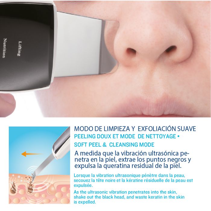 ISSAGE - SKINPURE PLUS - Nettoyant à ultrasons pour le visage<h2>Un appareil 3 en 1 pour tous les problèmes de peau !</h2>


<div style = margin-left : 30px ;>
<ul>
<li type = disc>Corps étanche IPX7 et tête anti-éclaboussures IPX4</li>
<li type = disc>Fabriqué en ABS et acier inoxydable de haute qualité</li>
<li type = disc>Ondes sonores à haute fréquence (30 000 Hz) qui lissent la peau</li>
<li type = disc>Contrôle tactile</li>
<li type = disc>Système à ultrasons Ionic In(-) Issage ION Vibration</li>
<li type = disc>Voyant LED du mode de traitement</li>
<li type = disc>3 niveaux d'intensité pour personnaliser votre traitement</li>
<li type = disc>Batterie de grande capacité avec 70 minutes d'autonomie</li>
<li type = disc>Nouveau design de support de charge magnétique et sans fil</li>
<li type = disc>Câble de charge USB inclus</li>
<li type = disque>Conception ergonomique</li>
</ul>
</div>


<b>AVANTAGES</b>
Nettoyage maximal des impuretés et réduction des points noirs.

Nourrit la peau et améliore la circulation sanguine pour un visage plus lumineux.

Réduit les ridules et améliore l'œdème facial.

Effet lifting, atténue les rides grâce aux micro-courants EMS qui restaurent l'élasticité de la peau.

Améliore la capacité de la peau à absorber les traitements cosmétiques après exfoliation.