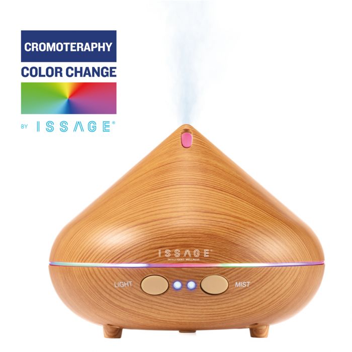 ISSAGE - DIFFWOOD - Aroma diffuser, purifier, humidifier and air freshener with chromotherapy<h2>Ideal for home, office, SPA bedroom, yoga space, baby room.
.
.
</h2>
<div style=margin-left: 30px;>
<ul>
<li type=disc>Seven color LED lighting</li>
<li type=disc>200 milliliter capacity</li>
<li type=disc>4-hour continuous steaming program and 7-hour alternate steaming program</li>
<li type=disc>Increased humidity and smart touch control to adjust intensity</li>
<li type=disc>You can use your favorite essences and aromas</li>
<li type=disc>Built-in reload indicator</li>
<li type=disc>Vapor ventilation system</li>
<li type=disc>Auto power off function when empty</li>
<li type=disc>Wood color</li>
</ul>
</div>

Its two programs of 4 and 7 hours in combination with the 7 color LED chromotherapy, facilitate relaxation and contribute to well-being.