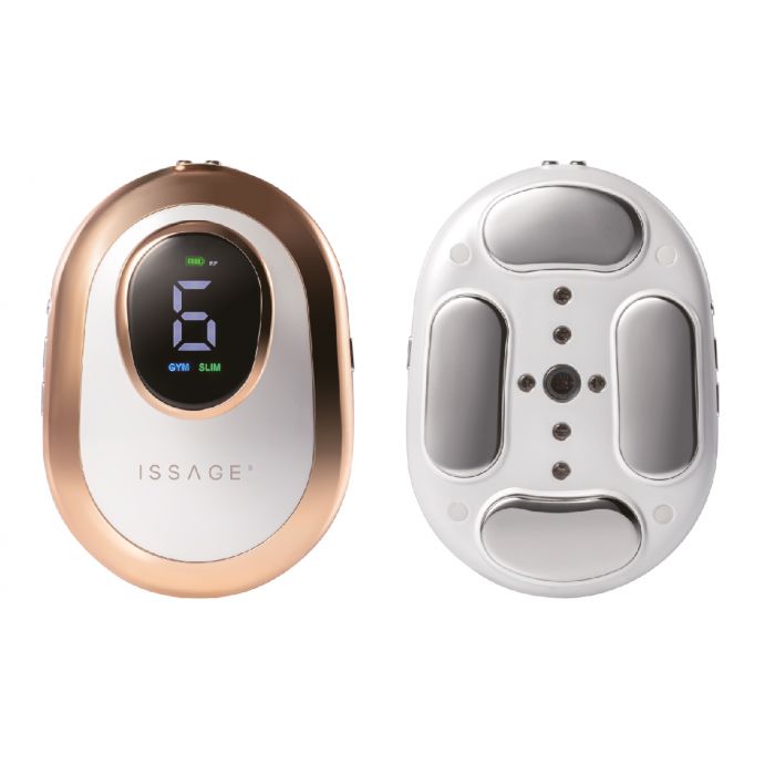 ISSAGE - SLIMGYM RF - Masseur corporel RF et EMS<h2>Traitement anti-cellulite qui tonifie et exerce les muscles et aide à remodeler, réduire le volume, rajeunir et raffermir la peau</h2>

<div style=margin-left:30px;>
<ul>
<li type=disc>Écran LED</li>
<li type=disc>Facile à utiliser</li>
<li type=disc>Électrodes en acier inoxydable de haute qualité</li>
<li type=disc>Il a un capteur ON/OFF</li>
</ul>
</div>

SLIMGYM RF est un traitement révolutionnaire de remodelage corporel non chirurgical qui combine la radiofréquence RF, l'électrostimulation musculaire (EMS) et la LED avec lumière rouge qui favorise la génération de collagène dans un seul appareil.


Des résultats rapides et une efficacité maximale pour aider à réduire efficacement la cellulite de tous les types de peau, en favorisant l'élasticité et en améliorant la fermeté de la peau.


3 modes différents pour obtenir les meilleurs résultats !
GYM : Exercez vos muscles.

SLIM : Tons et formes.

SLIM RF : traitement anti-cellulite.


De plus, vous pouvez personnaliser l'intensité de votre traitement en fonction de vos besoins.