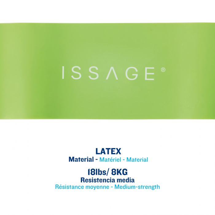 ISSAGE - FIT-RUBBER - Latex elastic band<h2>Strengthens the muscles of the arms, buttocks, shoulders, abdominals, back and chest</h2>

<div style=margin-left:30px;>
<ul>
<li type=disc>Latex elastic band with an average resistance of 8Kg</li>
<li type=disc>Thickness of 0.
 6 millimeters</li>
<li type=disc>Gain joint mobility</li>
<li type=disc>Increases movement speed</li>
<li type=disc>Helps develop all muscle groups by simplifying the most complex exercises</li>
</ul>
</div>


Useful and compact accessory that will help you work on strength and flexibility.


Tones and improves cardio and balance.
 Ideal for a core body workout.



Issage has developed a line of unique fitness products.
 Combine them with different workouts for optimal results!