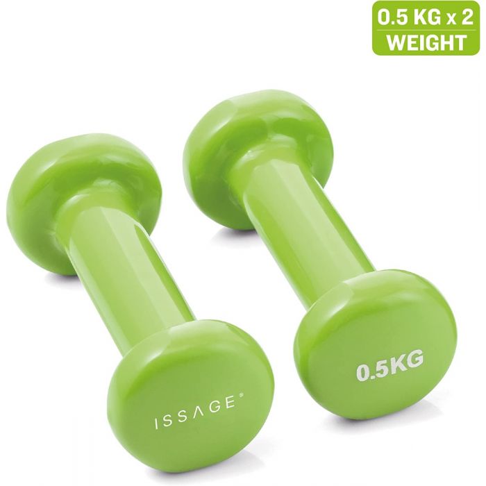 ISSAGE - FIT-DUMB SET - Set of 6 fitness dumbbells<h2>Take your training to the next level with the most complete weight kit</h2>
<div style=margin-left:30px;>
<ul>
<li type=disc>The set includes 2 dumbbells of 1.
 5kg, 2 dumbbells of 1kg and 2 dumbbells of 0.
 5kg</li>
<li type=disc>PVC coating to ensure a comfortable and secure grip</li>
<li type=disc>Case included for easy storage and transport</li>
<li type=disc>For all kinds of people with different training routines</li>
<li type=disc>Suitable for women and men</li>
</ul>
</div>

Kit of 6 dumbbells ideal for toning and strengthening the muscles of the arms and shoulders, aerobic exercises and the upper body


Issage has developed a line of unique fitness products.
 Combine them with different workouts for optimal results!