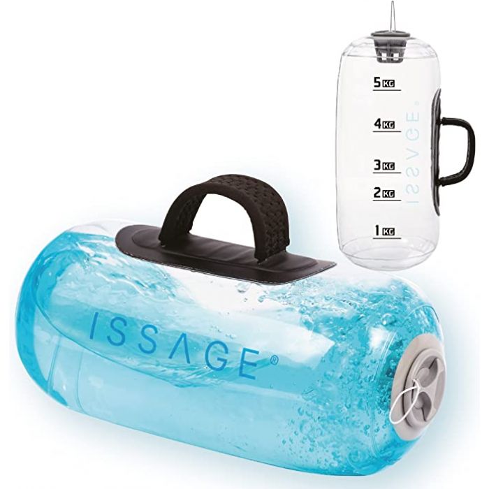 ISSAGE - FIT-WATERBAG-S - Water bag for Fitness training from 1 to 5kg<h2>Perfect fitness product to train your whole body!</h2>
<div style=margin-left: 30px;>
<ul>
<li type=disc>Adjustable weight from 1 to 5kg to customize your training</li>
<li type=disc>The handles are soft, comfortable and withstand high stress</li>
<li type=disc>Smooth and smooth surface</li>
<li type=disc>Strong sealing water injection valve</li>
<li type=disc>Includes pump and nozzle</li>
<li type=disc>Dimensions: 14x36 centimeters</li>
<li type=disc><a href=/eng/catalogsearch/result/?q=waterbag target=_self>Available in other weights</a></li>
<li type=disc>Easy storage thanks to its new design</li>
</ul>
</div>
 After several weeks of dynamic resistance training, you will notice that your functional strength will improve considerably.
  Issage has developed a line of unique fitness products.
 Combine them with different workouts for optimal results!