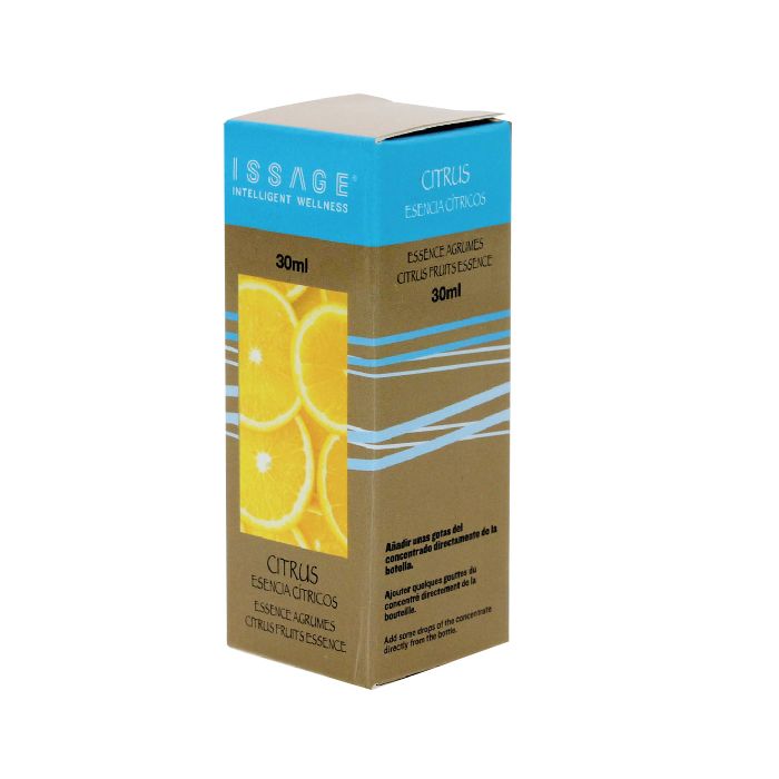 ISSAGE - CITRUS - Citrus fruits air freshener essence<h2>Effectively controls odors and improves the quality of the air in your home</h2>
<div style=margin-left:30px;>
<ul>
<li type=disc>Made with natural extracts and fragrances</li>
<li type=disc>With calming and relaxing effect</li>
<li type=disc>30 milliliters</li>
<li type=disc><a href=/eng/catalogsearch/result/?q=essence+oil target=_self>More aromas, oils and essences are available</a></li>
</ul>
</div>
Citrus essence for use in aroma diffusers, humidifiers, incense burners and other aromatic lamps.