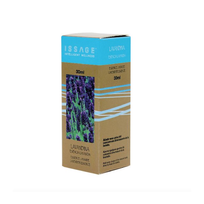 ISSAGE - LAVANDINA - Essència ambientador de lavanda<h2>Controla eficaçment les olors i millora la qualitat de l'aire de casa teva</h2>
<div style=margin-left:30px;>
<ul>
<li type=disc>Elaborat amb extractes naturals i fragàncies</li>
<li type=disc>Amb efecte relaxant, antiestrès i calmant</li>
<li type=disc>30 mil·lilitres</li>
<li type=disc><a href=/cat/catalogsearch/result/?q=essencia+oli target=_self>Disponibles més aromes, olis i essències</a></li>
</ul>
</div>
Essència de lavanda per utilitzar en els difusors d'aroma, humidificadors, cremadors d'encens i altres làmpades aromàtiques.