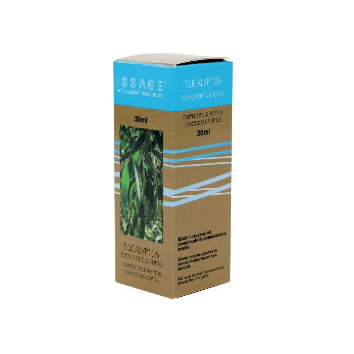 ISSAGE - EUCALYPTUS - Eucalyptus air freshener essence<h2>Effectively controls odors and improves the quality of the air in your home</h2>
<div style=margin-left:30px;>
<ul>
<li type=disc>Made with natural extracts and fragrances</li>
<li type=disc>With a calming and refreshing effect</li>
<li type=disc>30 milliliters</li>
<li type=disc><a href=/eng/catalogsearch/result/?q=essence+oil target=_self>More aromas, oils and essences are available</a></li>
</ul>
</div>
Eucalyptus essence for use in aroma diffusers, humidifiers, incense burners and other aromatic lamps.