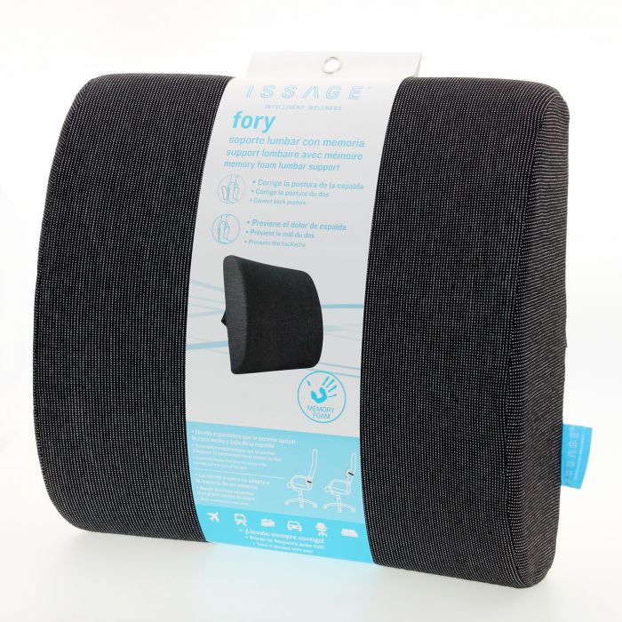 ISSAGE - FORY - Viscoelastic lumbar support<h2>Help your back get into the perfect position</h2>

<div style=margin-left:30px;>
<ul>
<li type=disc>Correct your posture to avoid pain and injury</li>
<li type=disc>Viscoelastic polyurethane foam padding</li>
<li type=disc>Improves circulation and prevents back pain</li>
<li type=disc>Perfect for the car seat or office chair</li>
</ul>
</div>


One of the biggest evils of working sitting down is lumbar and back pain.
 With the Issage Fory lumbar support you will be able to remedy both things in a simple and comfortable way.
