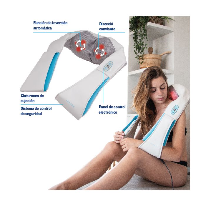 ISSAGE - MAXAGE TECH II - Masseur cervical à effet manuel Shiatsu<h2>Relaxation instantanée pour les muscles du cou et des cervicales</h2>

<div style=margin-left:30px;>
<ul>
<li type=disc>Parfait pour le cou, les cervicales et les épaules</li>
<li type=disc>Améliore la circulation sanguine</li>
<li type=disc>Technologie à effet de chaleur infrarouge</li>
<li type=disc>4 points de massage</li>
<li type=disc>Mouvement bidirectionnel très relaxant</li>
</ul>
</div>


Combien de fois avez-vous pensé que vous aviez besoin d'un bon massage ? Avec le masseur Issage Maxage Shiatsu, vous pouvez en profiter quand vous le souhaitez et dans le confort de votre maison.
 Les muscles de votre cou, de vos épaules et de vos cervicales vous remercieront