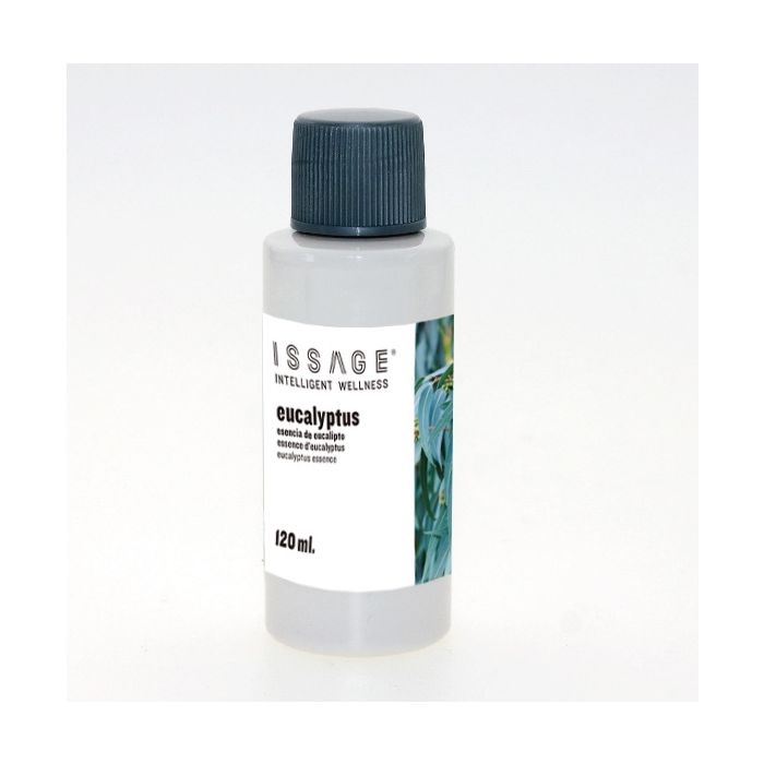 ISSAGE - EUCALYPTUS - Eucalyptus air freshener essence 120 milliliters<h2>Ideal to fill environments with freshness and good vibrations</h2>
<div style=margin-left:30px;>
<ul>
<li type=disc>Made with natural extracts and fragrances</li>
<li type=disc>With a calming, refreshing and decongestant effect</li>
<li type=disc>120 milliliters</li>
<li type=disc><a href=/eng/catalogsearch/result/?q=essence+oil target=_self>More aromas, oils and essences are available</a></li>
</ul>
</div>
Liquid eucalyptus essence for use in aroma diffusers, humidifiers, incense burners and other aromatic lamps.
 Especially with the Issage range of diffusers, humidifiers and air fresheners.