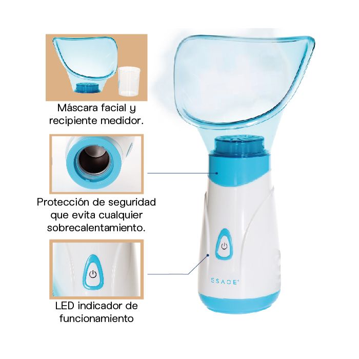 ISSAGE - VAPFA - Facial sauna with 3 minutes of steam<h2>Facial steamer to achieve clean and hydrated skin</h2>

<div style=margin-left:30px;>
<ul>
<li type=disc>3 minutes of constant steam</li>
<li type=disc>Facilitates the absorption of cosmetic treatments</li>
<li type=disc>Clean skin without impurities</li>
<li type=disc>Compact size and portable</li>
<li type=disc>Safety protection against overheating</li>
<li type=disc>It has a face mask and measuring container</li>
<li type=disc>Size: 14 x 26 cm</li>
</ul>
</div>


With the Issage facial sauna you will get clean and hydrated skin, free of impurities.
 It will become an essential accessory for your hygiene and cosmetic routines.